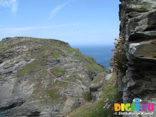 SX07279 Zig zag steps up Tintagel Island